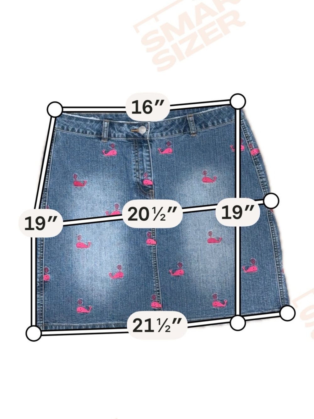 Lilly Pulitzer Vintage White Label Denim Skirt Embroidered Pink Whales Size 6 - Picture 5 of 5